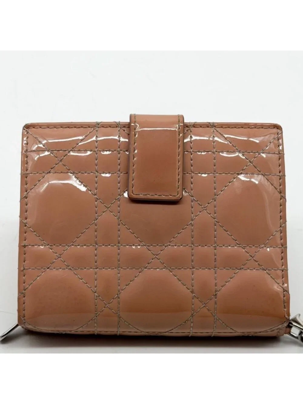 Dior Lady Dior Cannage Lotus Wallet Patent Pink
